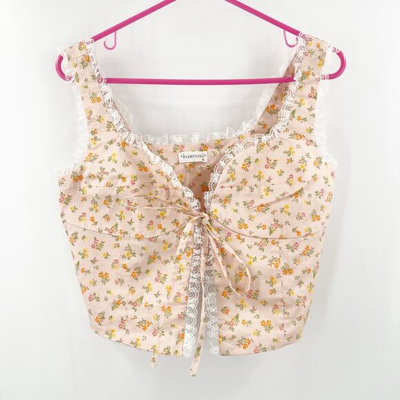 RUMOURS Size Medium Cottagecore Milkmaid Corsette Prairie Garden Lace Floral - Picture 3 of 15